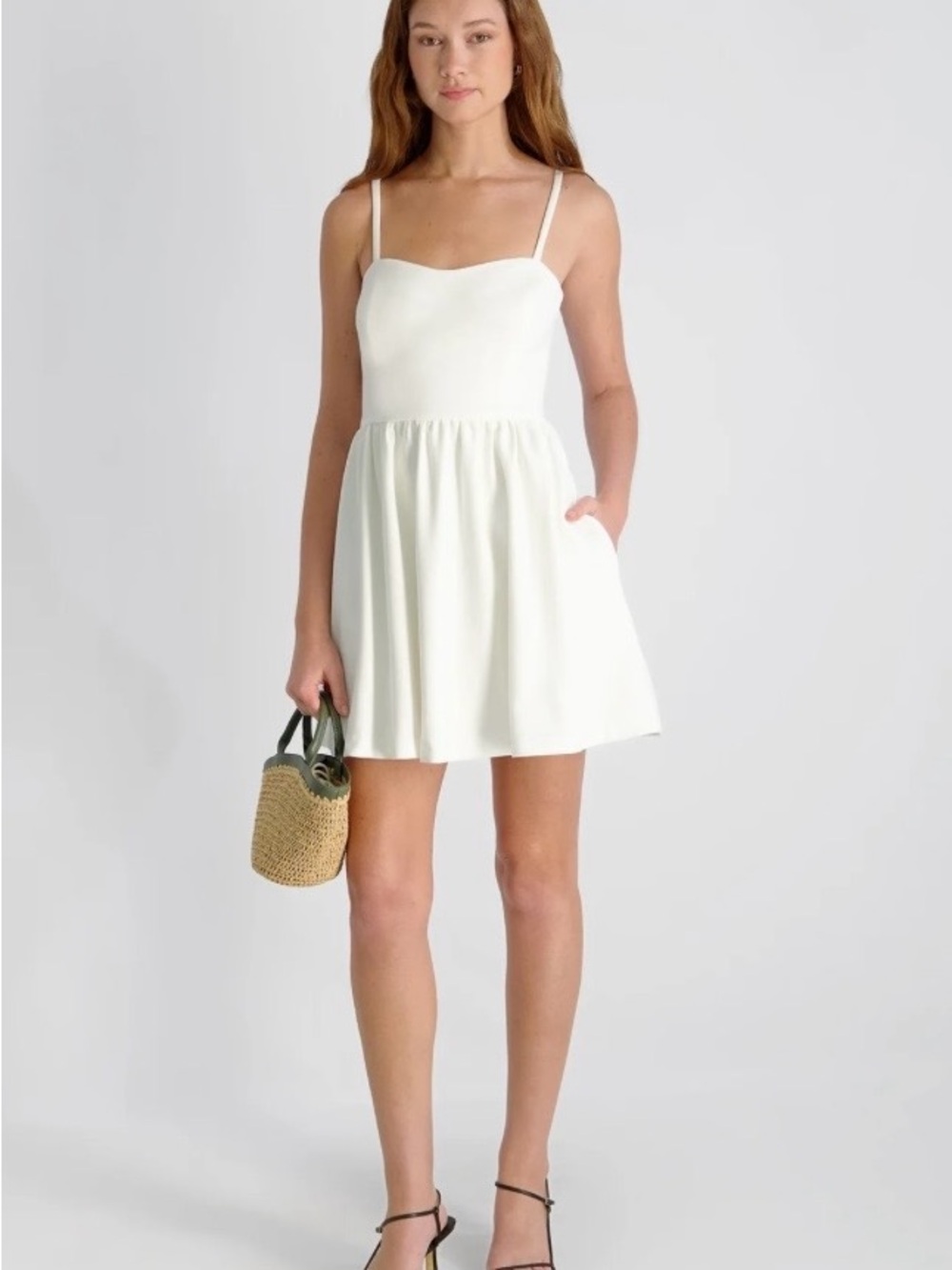 French Connection women’s ivory Spaghetti Strap Summer Mini Dress - Picture 1 of 6
